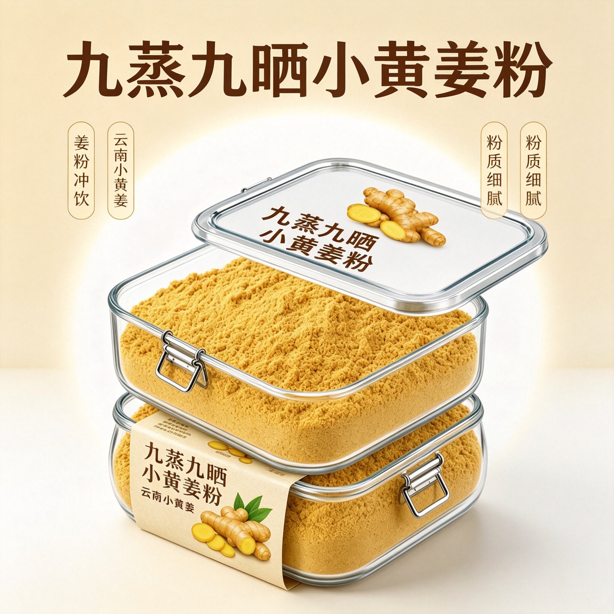 云南九蒸九晒小黄姜粉正宗特级品质调理湿气冲饮补气健康营养