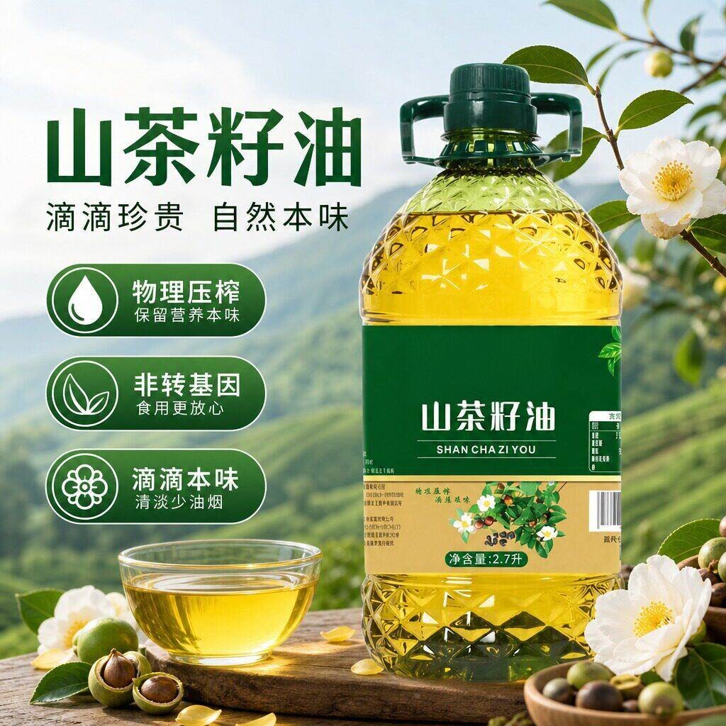 100%纯山茶籽油一级压榨正宗野生茶油食用油老少皆宜0反式脂肪酸