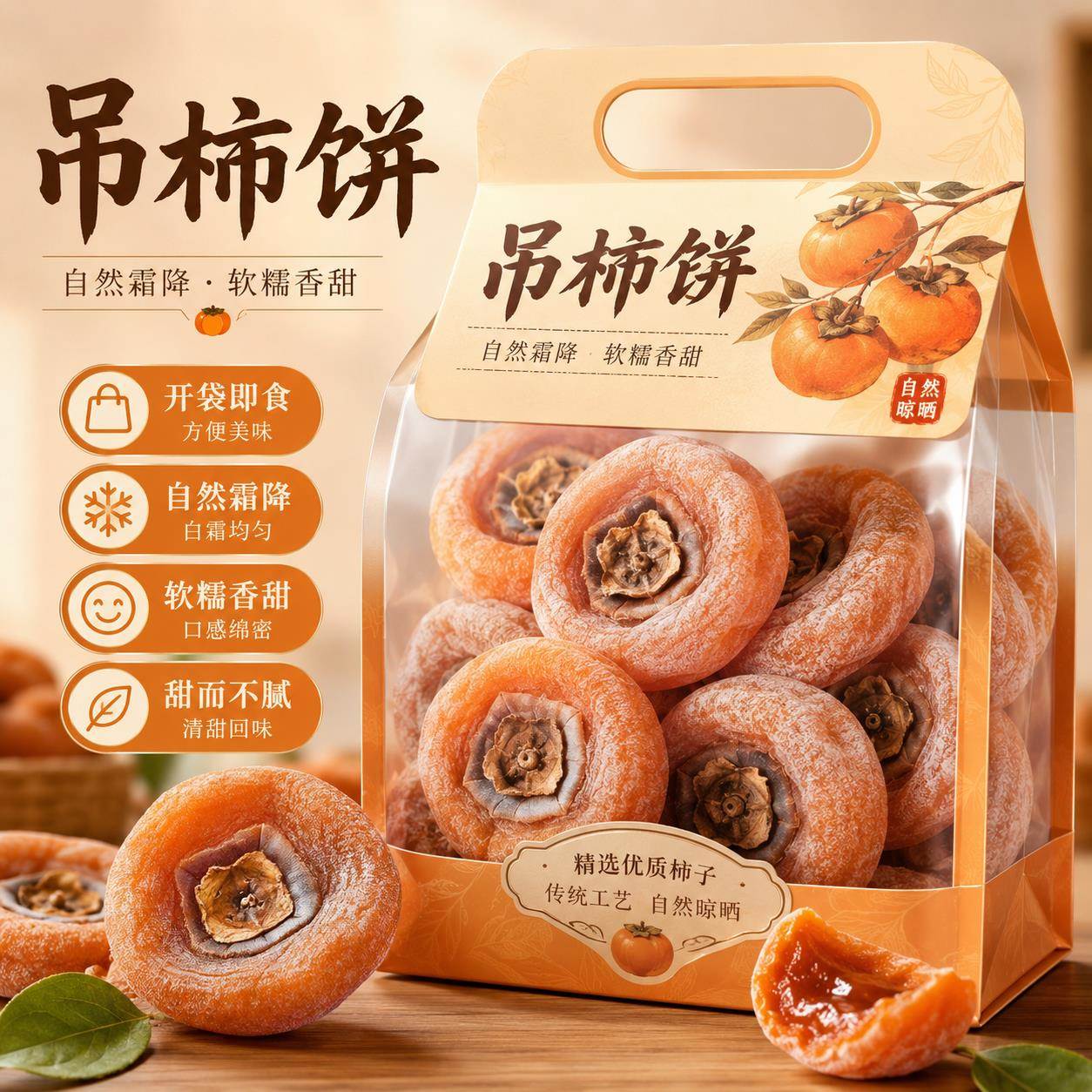 柿子饼广西桂林恭城流心农家开袋即食柿饼非陕西富平孕妇休闲零食
