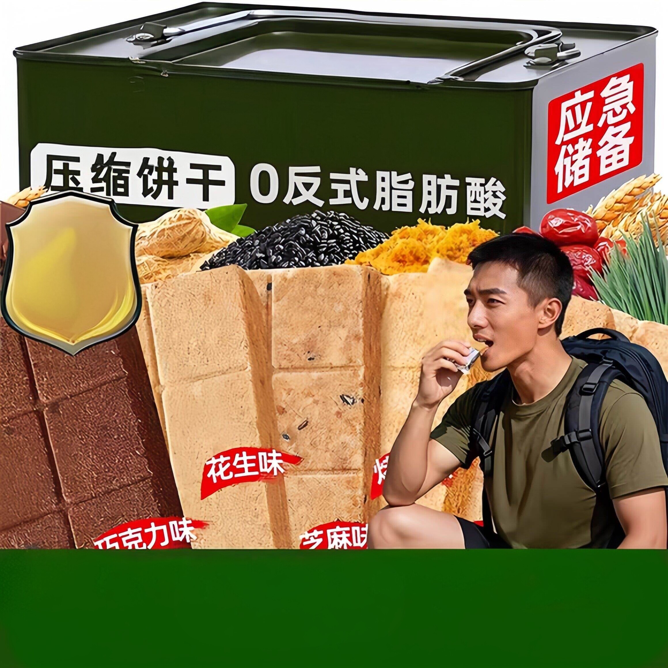 压缩饼干户外旅游储备抗饿高能量干粮健身运动补充膳食纤维小零食