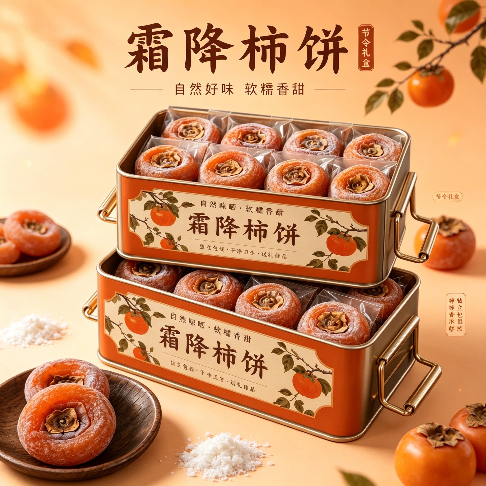 广西桂林恭城柿子饼流心农家开袋即食柿饼非陕西富平孕妇小零食
