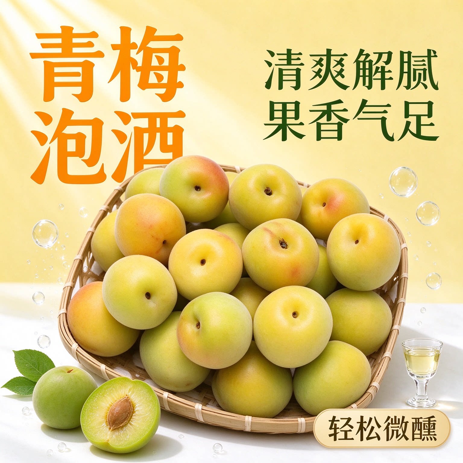 轻加工青梅鲜果泡酒半成品水果零食自酿酸梅子黄梅解腻口感丰厚