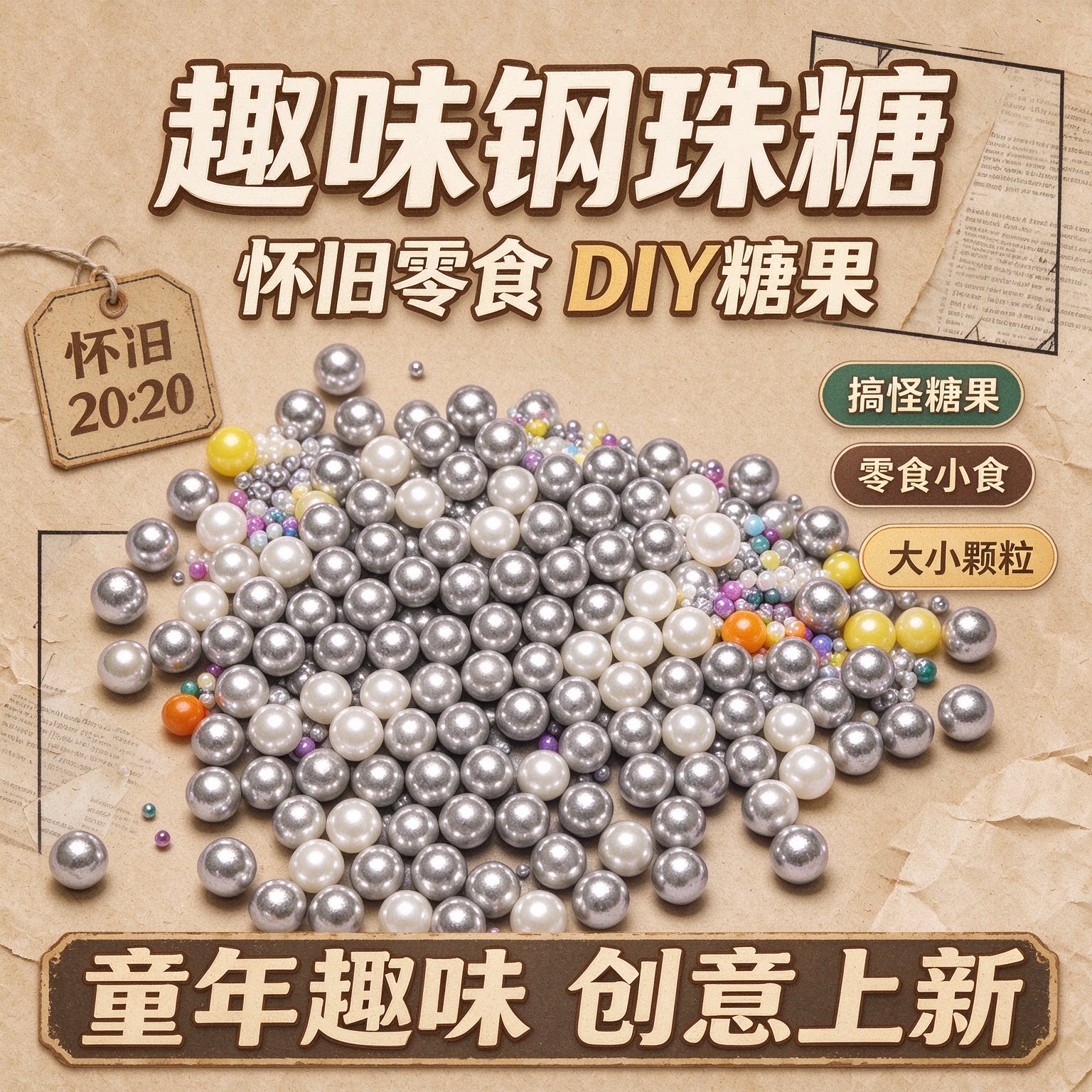 钢珠糖可乐味可食用diy装饰蛋糕日本薄荷整蛊怀旧珍小零食糖豆