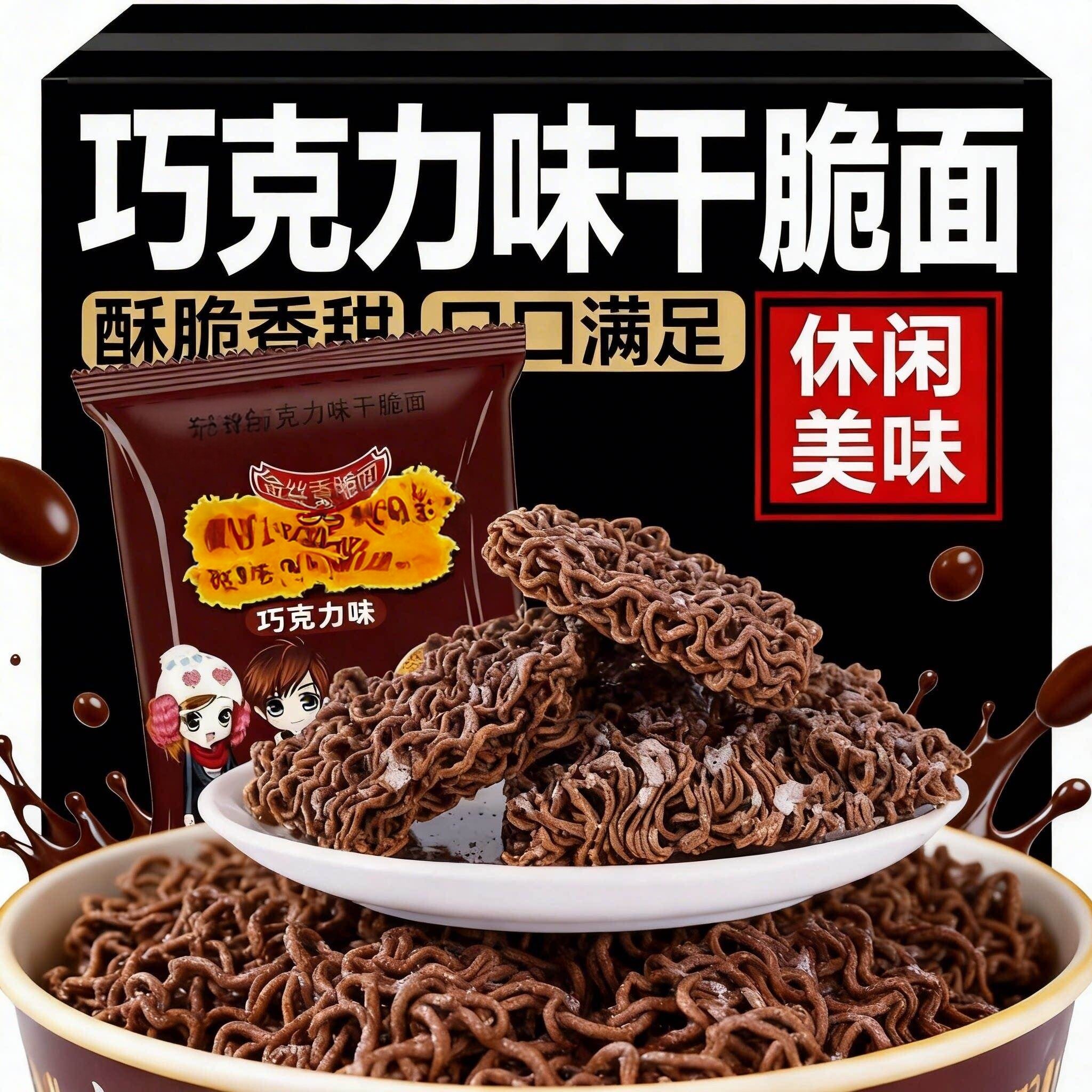 巧克力方便面干吃面掌心脆巧克力8090后怀旧零食雪花面干脆面甜味