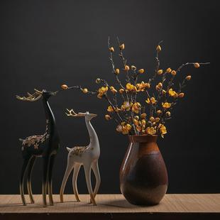 复古花瓶陶瓷仿真花插花摆件客厅电视柜酒柜角几家居装 新中式 饰品