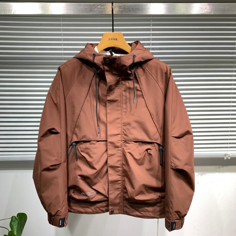 春秋户外冲锋衣工装痞帅休闲服连帽夹克时尚简约防风外套男款上衣