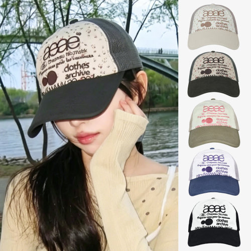 aeae撞色网眼透气字母棒球帽女
