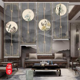 卷帘窗帘升降遮光屏风隔断帘透景玄关挂帘禅意装 现代新中式 饰帘子