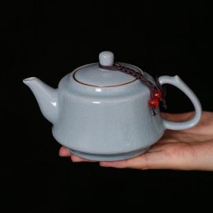 天青色汝窑茶壶开片小号单壶家用冰裂釉哥窑陶瓷功夫茶具大泡茶器