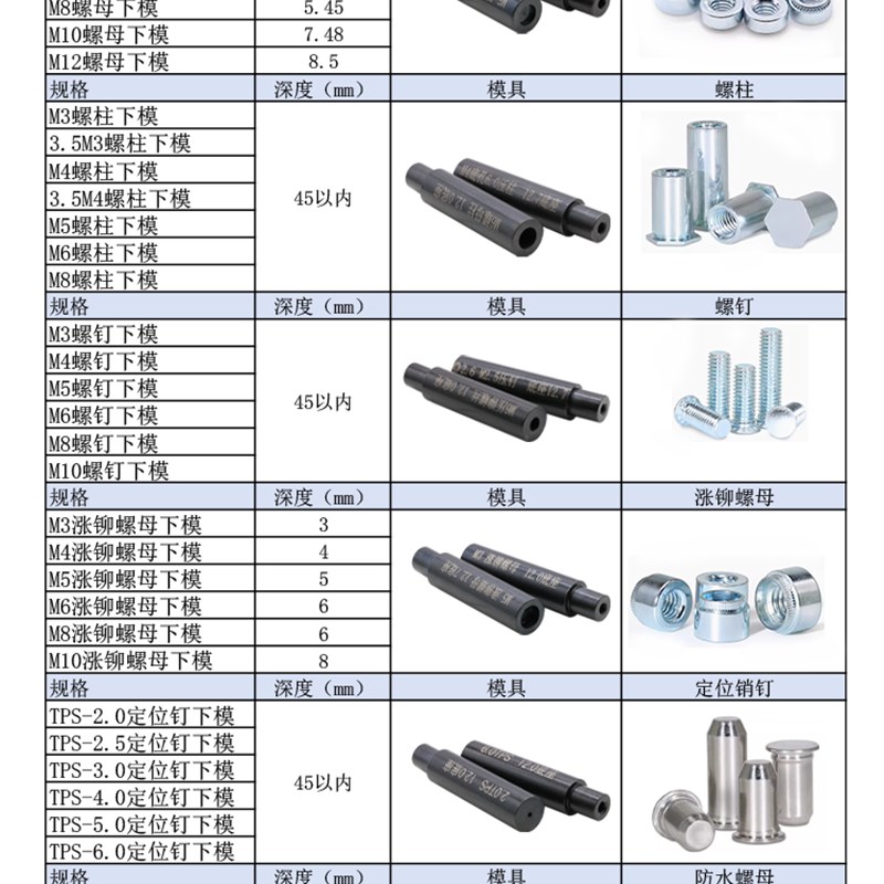 压铆模具下模螺柱防水螺母涨铆压铆机螺丝冲床定位销上磨偏心外径