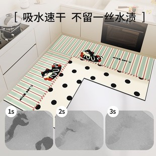 家用硅藻泥吸水垫防油防滑加厚L型脚垫 卡通厨房地垫2025新款