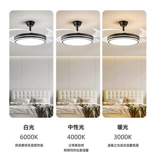 新款48寸吊扇灯隐形风扇带风扇的吸顶灯客厅餐厅卧室一体变频吊灯