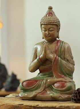 新中式敦煌禅意佛像摆件覆古做旧玄关酒柜庭院花园鱼缸造景保平安