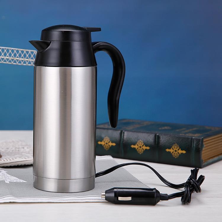 跨境双层不锈钢车载烧水壶加热杯壶恒温车用12V24V电压热水器开水