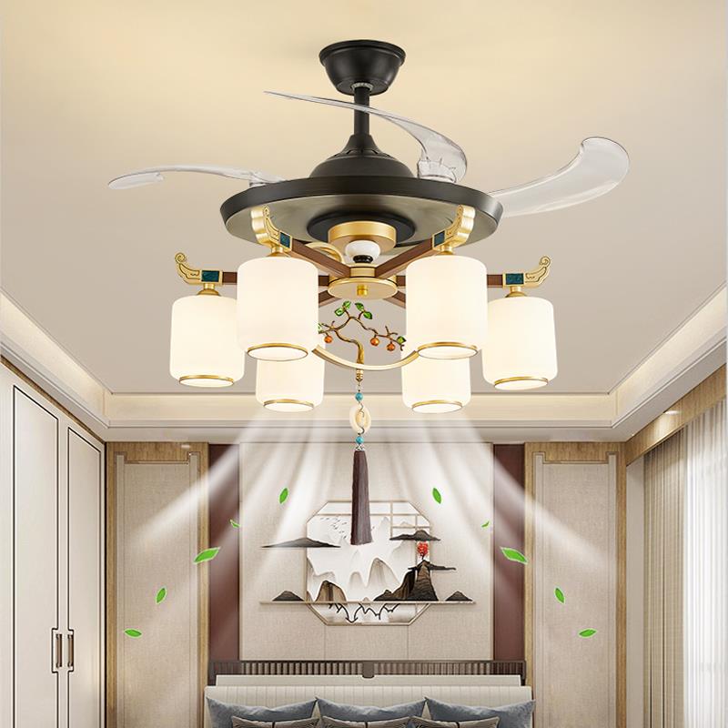 新中式客厅吊扇灯2025新款餐饮火锅店别墅饭饭厅隐形电风扇吊灯
