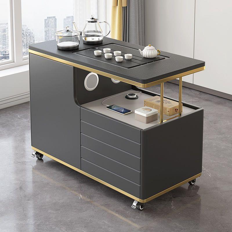 移动茶台家用小茶车烧水壶一体火烧石茶桌客厅阳台多功能功夫茶几