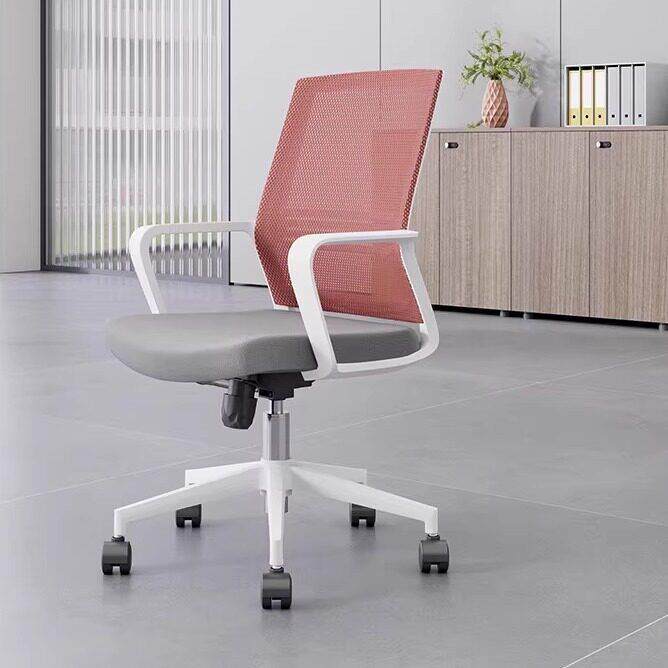 办公椅子家用职员椅白色简约现代办公室电脑椅网布会议洽谈员工椅