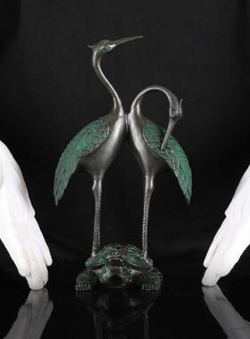 知柿黄铜龟鹤仙鹤工艺品门厅龟鹤延年灵芝双鹤青铜鹤摆件乔迁礼品