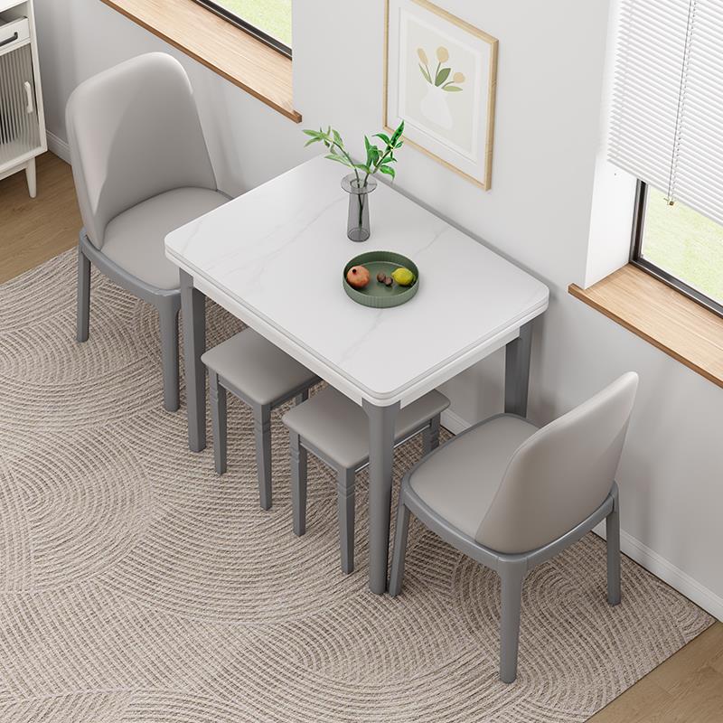 折叠餐桌家用小户型岩板现代简约实木桌椅组合长方形轻奢吃饭桌子