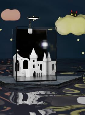 斗鱼缸小鱼缸造景云阶摆件山白设计高颜值桌面摆设礼物造景摆件