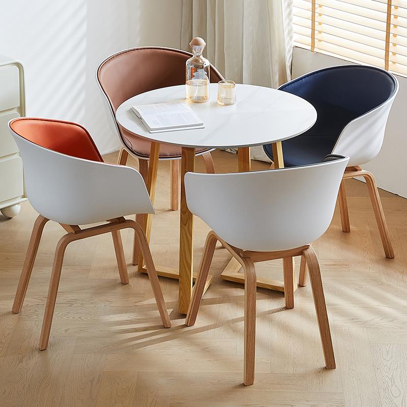 北欧轻奢岩板洽谈桌椅组合接会客休闲 商用小户型餐桌阳台小圆桌