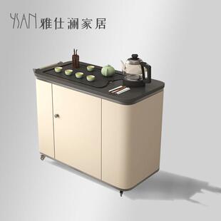 轻奢阳台移动茶车乌金石茶桌家用小户型功夫茶台长方形推拉煮茶车