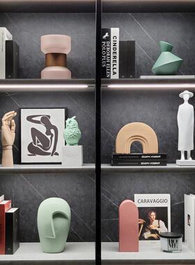 现代样板间客厅书柜简约软装家居摆饰饰品几何陶瓷挂画 画组合ZH2