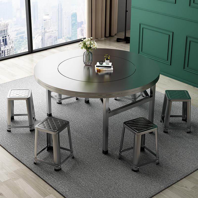 304加厚全不锈钢转盘圆桌可折叠圆台面食堂家用商用餐桌吃饭桌子,住宅家具,不锈钢/PVC餐桌,淘宝优惠券,粉丝福利购,淘宝优惠卷