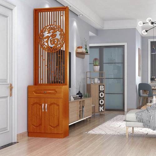 中式实木屏风隔断客厅移动客厅办公室现代简易玄关储物鞋柜置物架