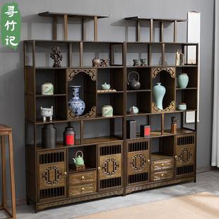 博古架置物架新中式茶具茶叶展示柜茶叶架古董架多层储物架多宝阁