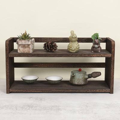 实木茶杯架中式复古挂墙古董架茶壶简约桌面置物收纳架壁挂博古架