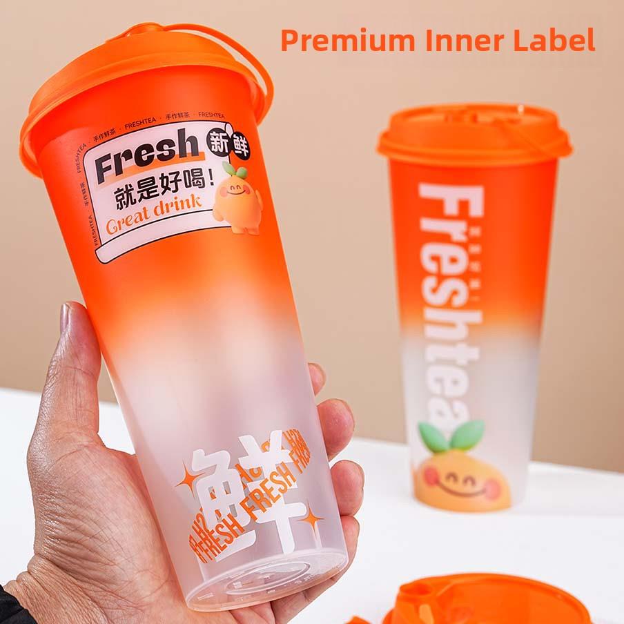 一次性膜保温奶茶杯商用可定制盒盖和加厚700ml 90口径500注射杯