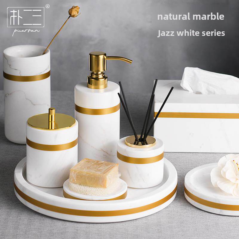 大理石浴室四件套洗脸盆洗手液托盘套模型房洗脸盆方便豪华饰品