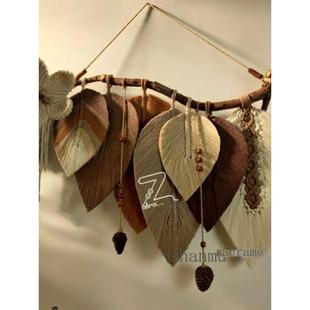 简约现代民宿树叶子编织挂饰沙发玄关壁饰挂件过道走廊墙壁上挂毯