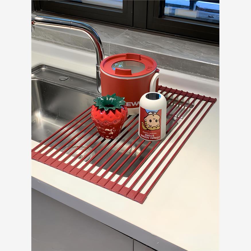 厨房沥水架水槽边洗碗池碗碟收纳架2024新款多功能可折叠置物架