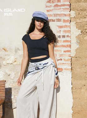 VIA ISLAND向岛新款黑色泳衣女上衣两件高腰显瘦泡温泉高级感分体