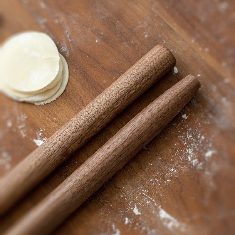 黑胡桃实木擀面杖家用不粘大号尖头杆面棒不沾包子擀面棍烘焙