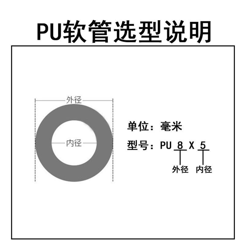 气动软管PU管PU8*5空压机外径8MM气泵12*8/10*6.5/6*4*2.5气线