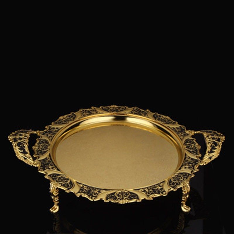 新款欧式手挽彩色圆底印花大果盘长圆方托盘适用于酒店婚庆家居等,特色手工艺,其他特色工艺品,淘宝优惠券,粉丝福利购,淘宝优惠卷