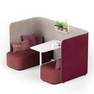 现代简约高背沙发椅图书馆候机室等候区半私密空间沙发椅带小桌板