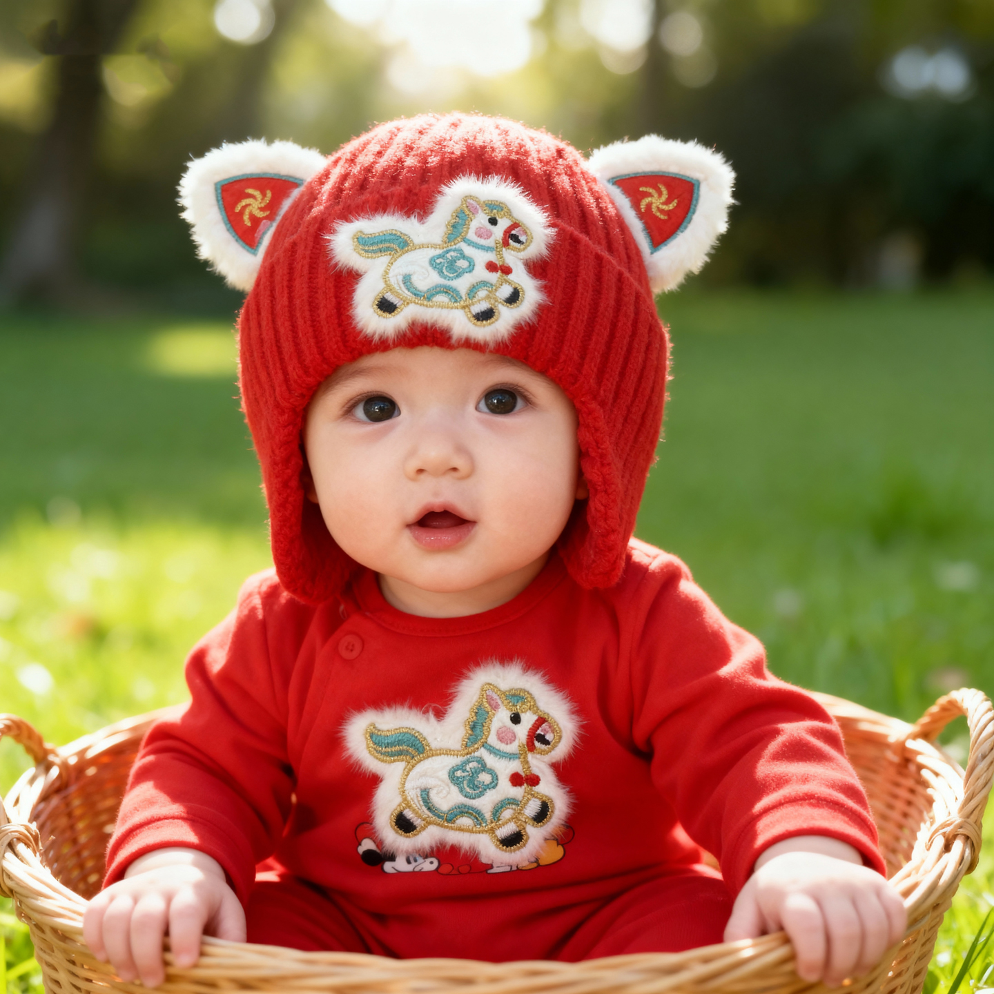 兔七宝毛线帽针织帽马到成功设计