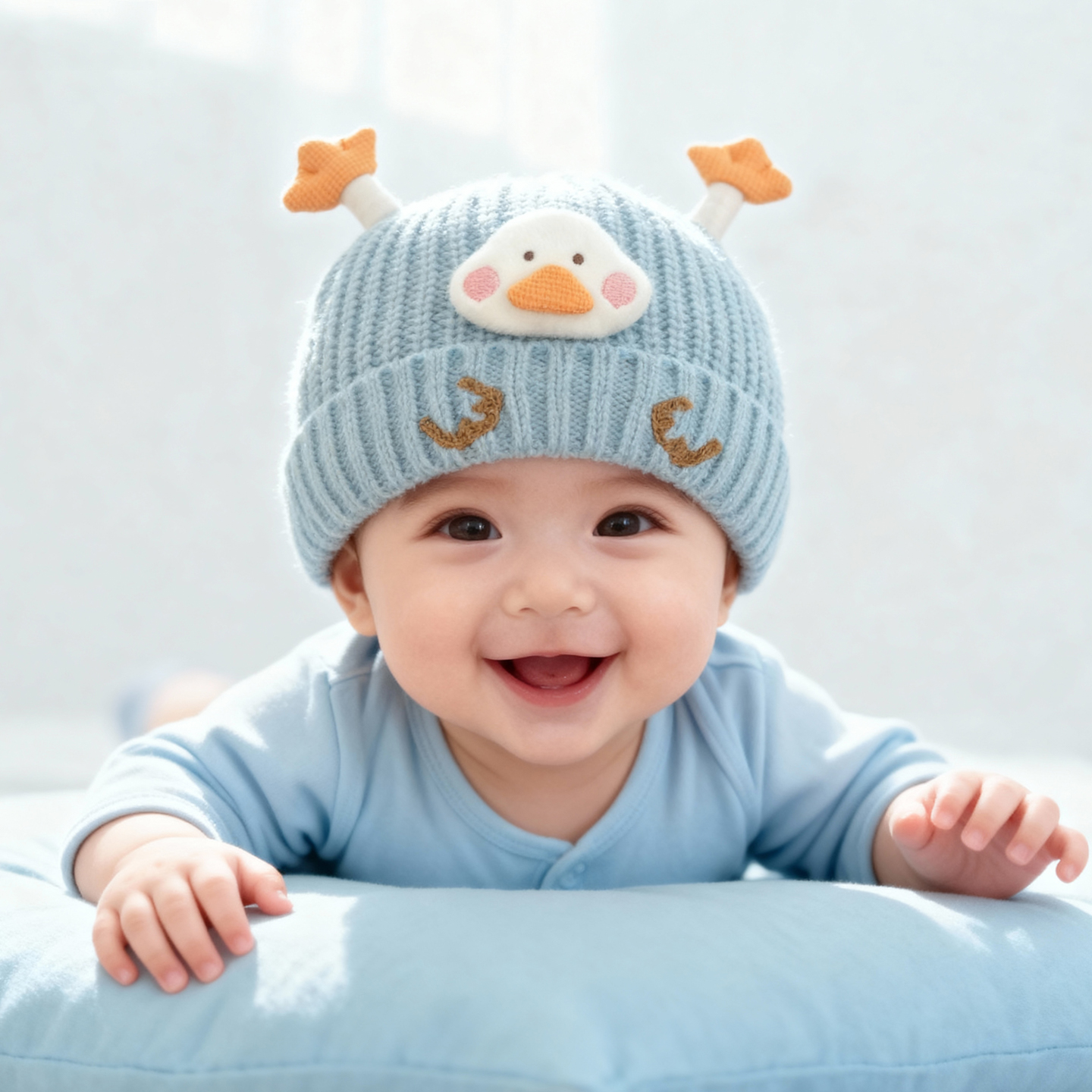 兔七宝婴儿帽子秋冬季可爱毛线帽