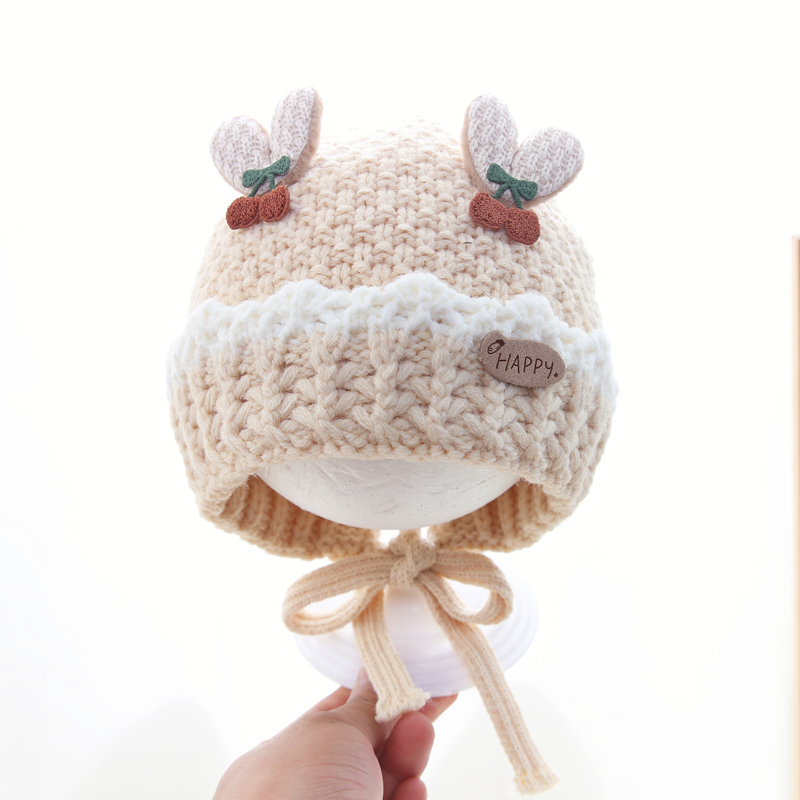 兔七宝婴儿帽子秋冬季洋气护耳帽