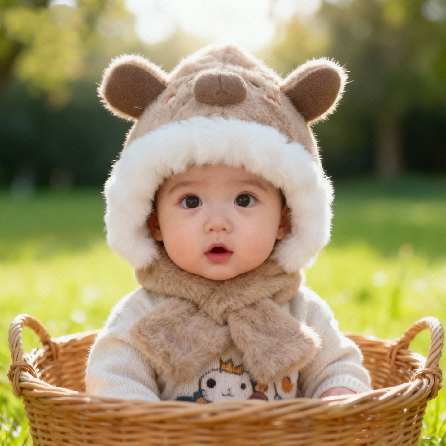 兔七宝毛绒帽护耳帽卡皮巴拉可爱