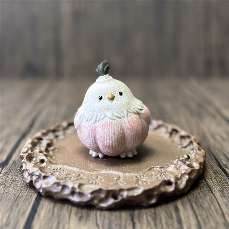 武汉文创紫砂茶宠躺平蒜鸟算了鸟摆件手工雕塑陶瓷可养茶玩