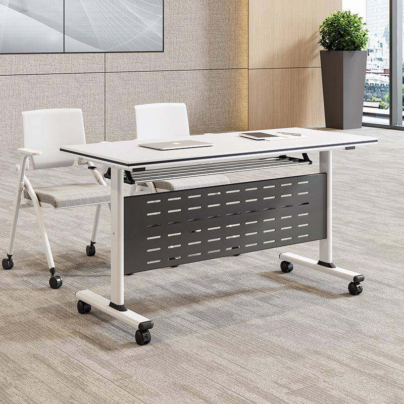 加厚折叠会议桌培训桌子长条桌双人课桌带轮可移动办公桌椅组合桌