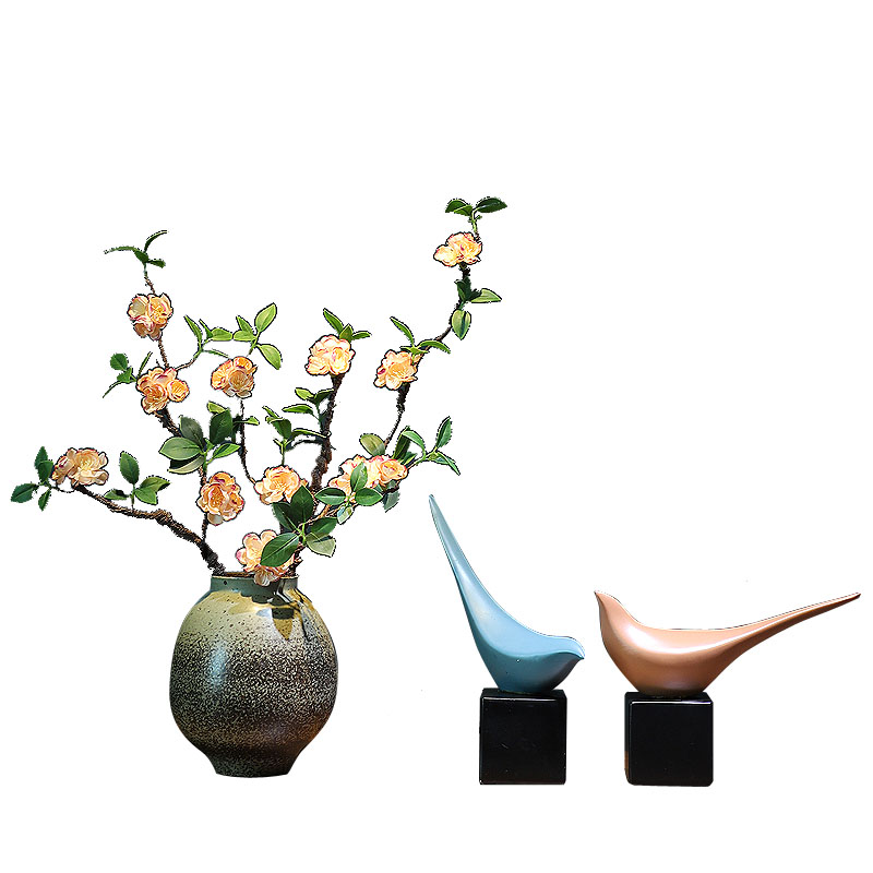 景德镇复古陶瓷手工花瓶摆件新中式家居客厅玄关博古架电视柜装饰