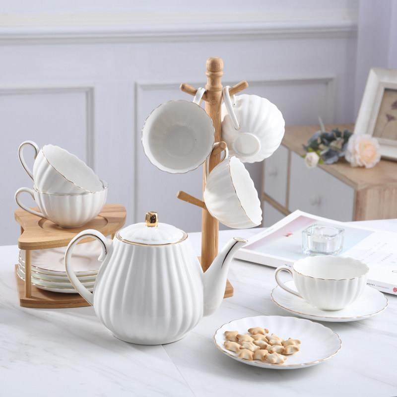 创意下午茶咖啡杯组合简约陶瓷欧式小奢华套装杯碟套具带杯架托盘