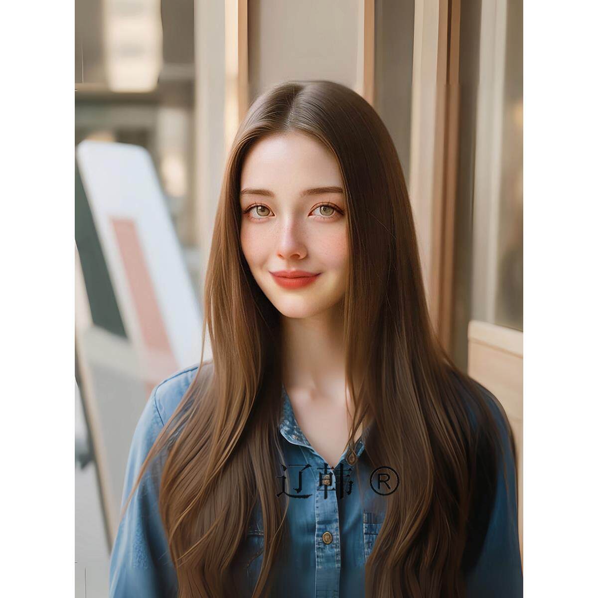 长直发挑染假发片 一片式无痕彷真发接发片 假发女长发片发直发片