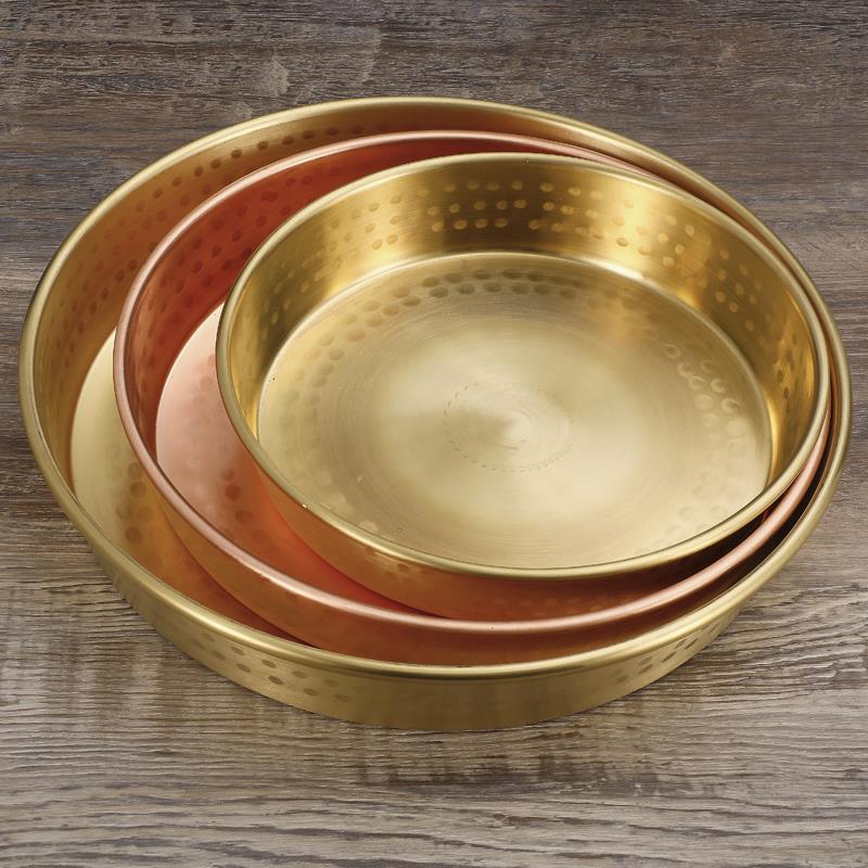 加厚无耳紫铜黄铜年糕盆出盘子上盘子纯铜盘铜器皿风水盘蒸鸡盘